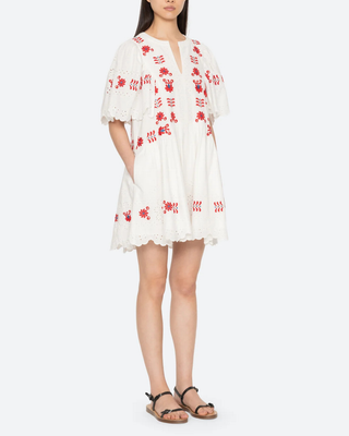 CATHARINA EMBROIDERED 3/4 SLV MINI DRESS