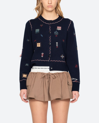 CLAIRA EMBROIDERED KNIT CARDIGAN