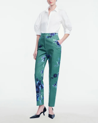 COTTON POPLIN SHIRRED SLEEVE SHIRT