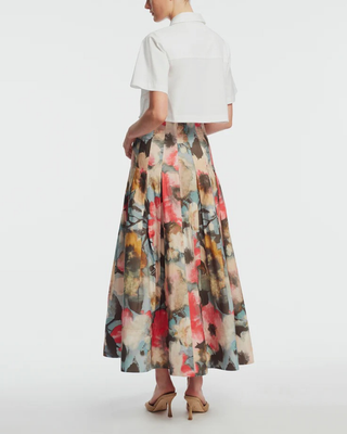 FLORAL PRINTED COTTON FULL SKIRT