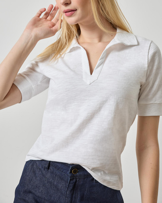 ELBOW SLEEVE COLLARED SPLIT NECK