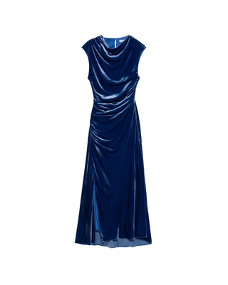 BURKE S/L DRAPED MIDI DRESS
