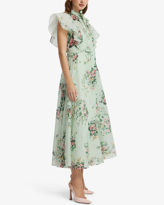 ELSIE FLUTTER SLEEVE MIDI DRESS