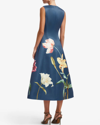 CLEO EMBROIDERED SLEEVELESS MIDI DRESS