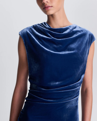 BURKE S/L DRAPED MIDI DRESS