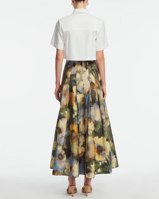 PEONY EMBROIDERED CROPPED SHIRT