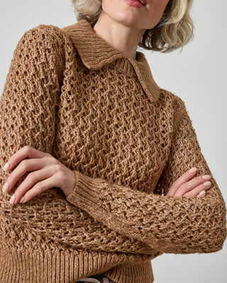TEXTURED POLO SWEATER