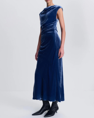 BURKE S/L DRAPED MIDI DRESS