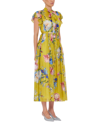 GRACE FLUTTER SLEEVE MIDI DRESS