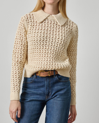 TEXTURED POLO SWEATER