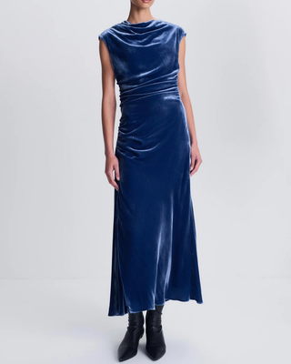 BURKE S/L DRAPED MIDI DRESS