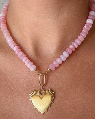 LIGHT PINK OPAL GEMSTONE NECKLACE