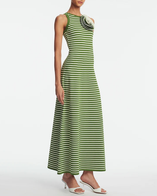 ROSE DETAIL KNIT HALTER DRESS