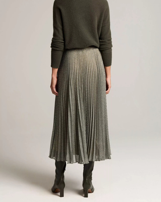 SHEER HOUNDSTOOTH PLEATED PULL ON SKIRT