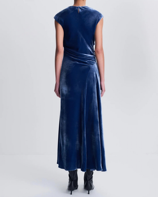 BURKE S/L DRAPED MIDI DRESS