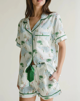 PALM COURTS PAJAMA SHORTS SET