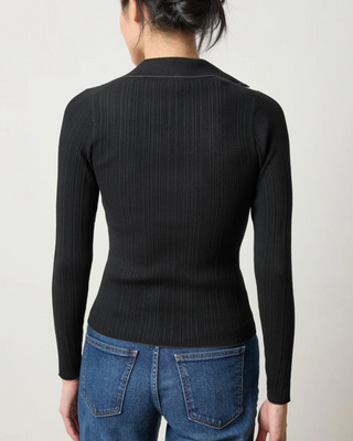 LONG SLEEVE RIB HENLEY SWEATER