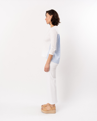 3/4 SLV SEERSUCKER TOP