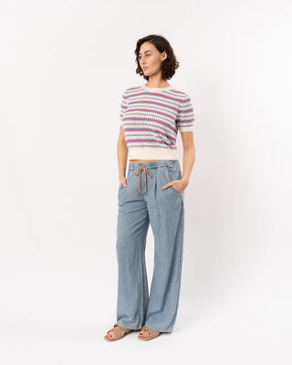 NOVELTY STRIPE CREWNECK SWEATER