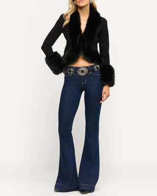IRMA FUR COLLAR CARDIGAN