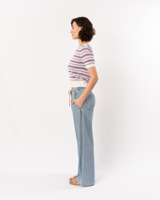 NOVELTY STRIPE CREWNECK SWEATER
