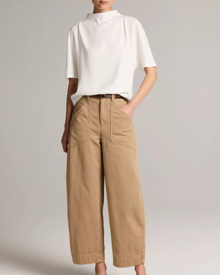 DRAPED FUNNEL NECK TOP