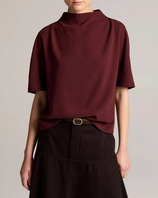 DRAPED FUNNEL NECK TOP