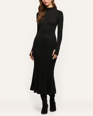 SOLAIRE FUNNEL NECK KNIT DRESS