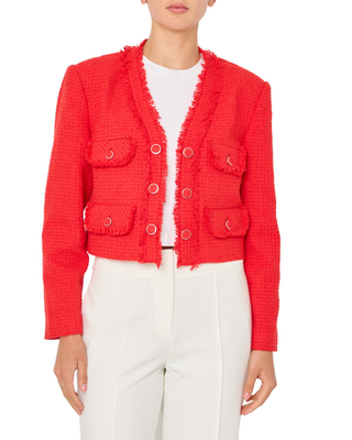 SERENA BOUCLE V NECK JACKET