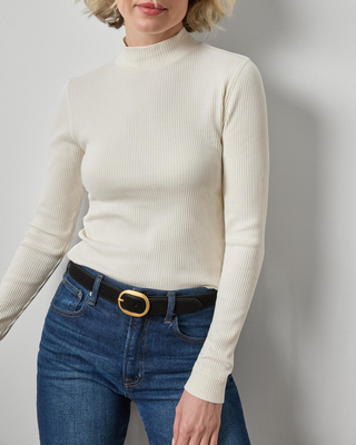 RIBBED LONG SLEEVE MOCK NECK