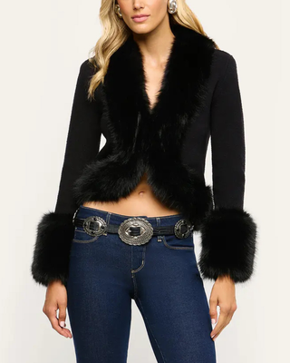 IRMA FUR COLLAR CARDIGAN