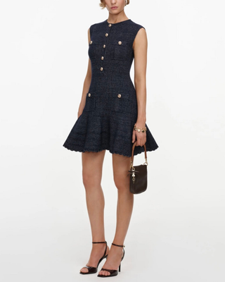 SLEEVELESS TEXTURED KNIT MINI DRESS