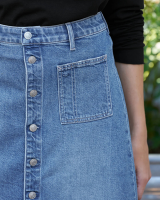 SHANNON KNEE-LENGTH DENIM SKIRT