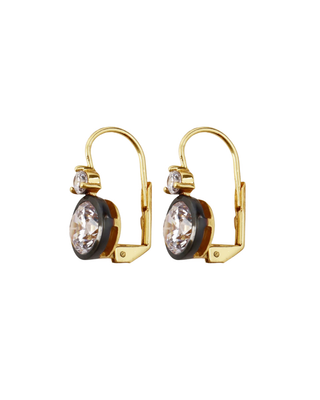 RHODIUM DOUBLE BEZEL DROP EARRINGS