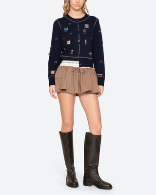 CLAIRA EMBROIDERED KNIT CARDIGAN