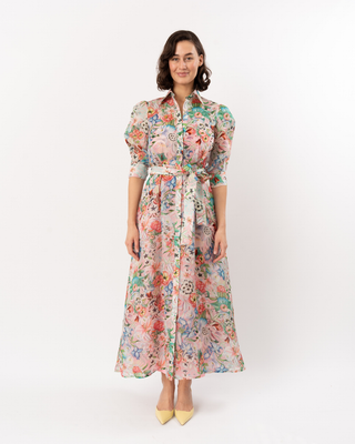 chinese dress ladies Josie Floral Organza Maxi Dress-Green Multi main image 1