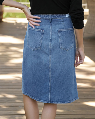 SHANNON KNEE-LENGTH DENIM SKIRT