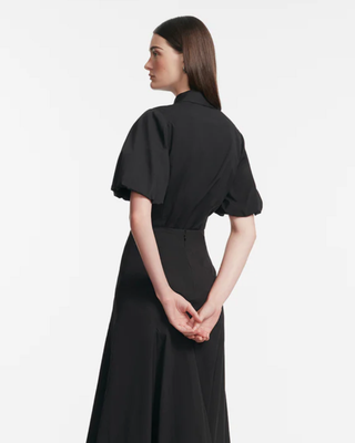 COTTON POPLIN V-NECK BUTTON DOWN TOP