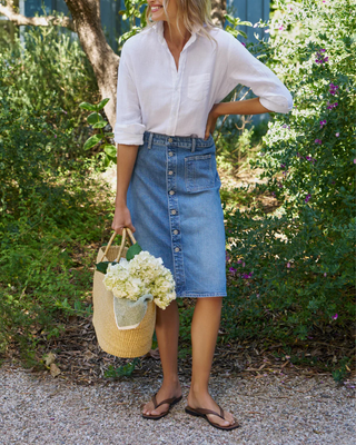 SHANNON KNEE-LENGTH DENIM SKIRT