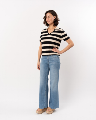 STRIPED CROCHET SWEATER TOP