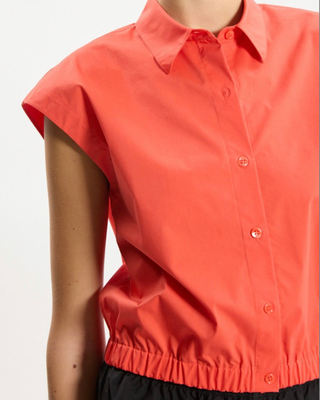 CAP SLEEVE ELASTIC CROP SHIRT