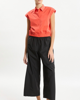 CAP SLEEVE ELASTIC CROP SHIRT