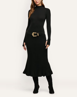 SOLAIRE FUNNEL NECK KNIT DRESS