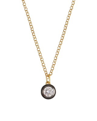 RHODIUM BEZEL CHARM NECKLACE