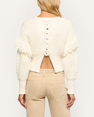 OTTAVIA LACE BACK CABLE PULLOVER