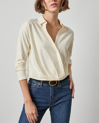FAUX WRAP COLLARED TOP