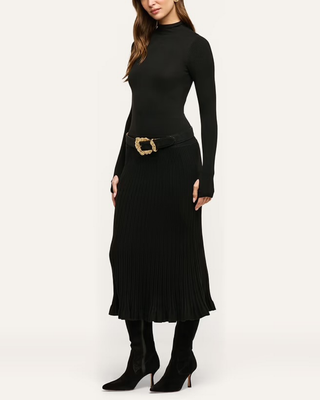 SOLAIRE FUNNEL NECK KNIT DRESS
