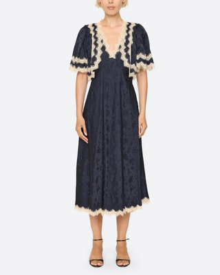SHAY LACE V-NECK MIDI DRES