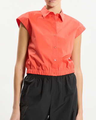 CAP SLEEVE ELASTIC CROP SHIRT