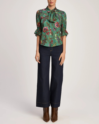 FRESCO FLORAL BOW FIONA TOP